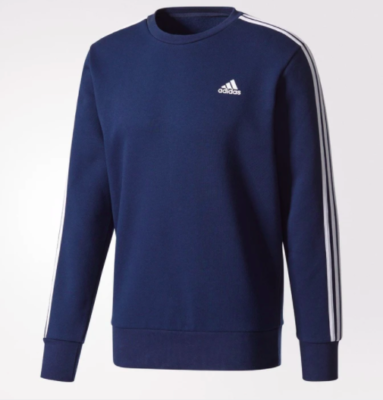 Adidas Mens Essential 3 Stripe Crew Sweatshirt 2XL Navy BQ9644
