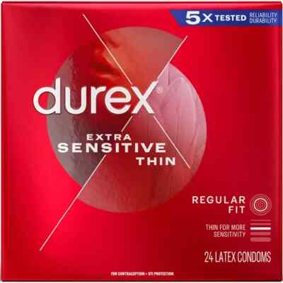 Durex Extra Sensitive Ultra Thin Condoms for Regular Fit 24 Count