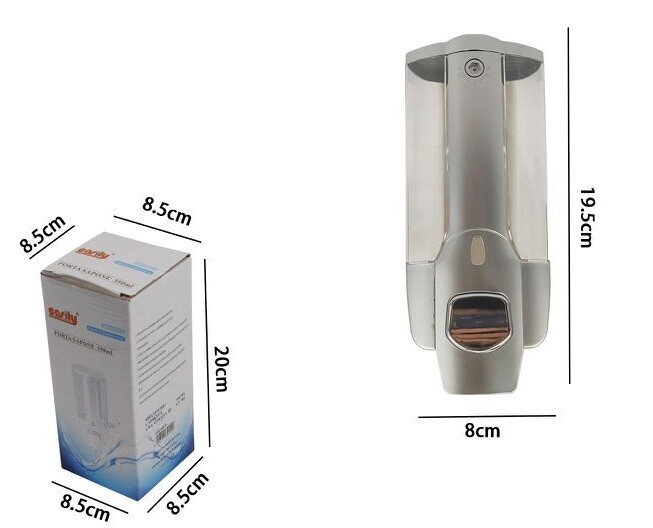 Dispenser Porta Sapone Liquido Dosatore Grigio Bagno Parete Doccia 350ml dfh