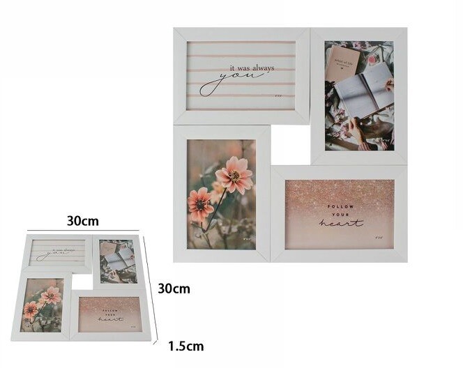 Cornice Multifoto Parete Muro 4 Foto Porta Fotografie Bianca dfh