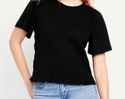 Old Navy Short Sleeve Smock Top Flutter Sleeves Womens Size M Tall New with tag