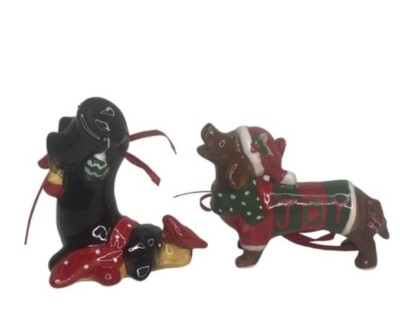 2 - BLUE SKY CLAYWORKS  Joy  Dachshund Doxie Christmas Ornaments NIB