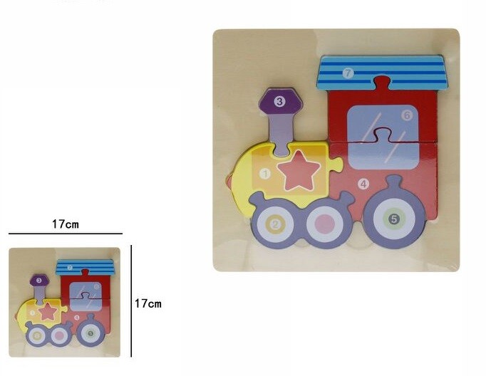 3D Puzzle Legno Forma Di Locomotiva Colorato Gioco Bimbi Bambini dfh