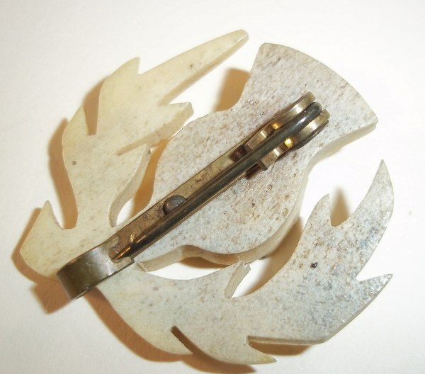 Vintage Carved Antler Bone Scottish Thistle Brooch