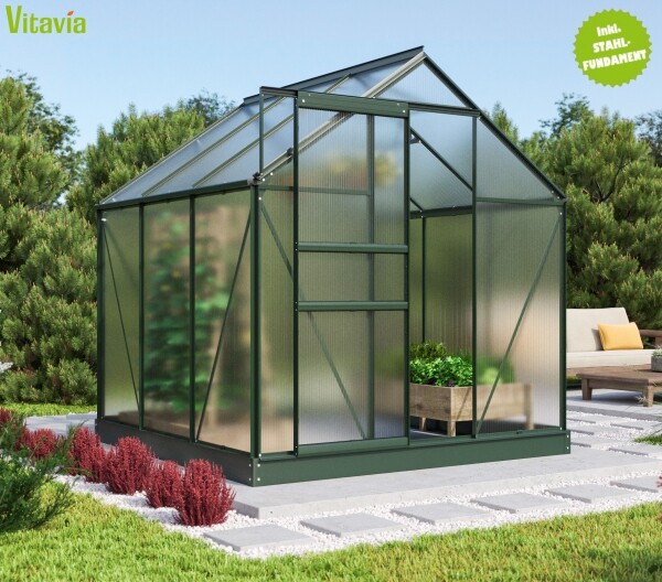 SET Vitavia Gewächshaus Comet 3800 4mm HKP 195x195cm smaragd +