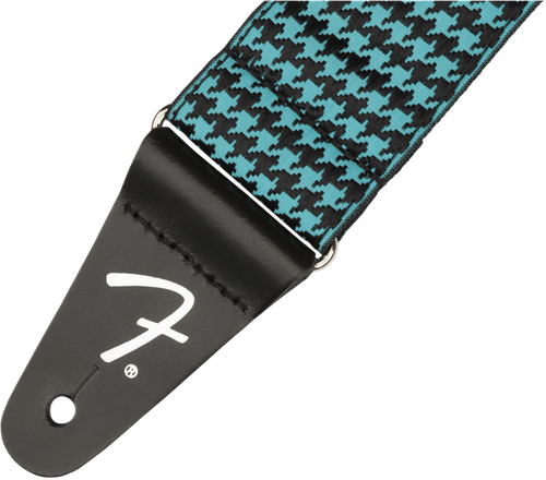 Fender Deluxe 2" Wide Teal Houndstooth Jacquard Guitar Strap #0990709057