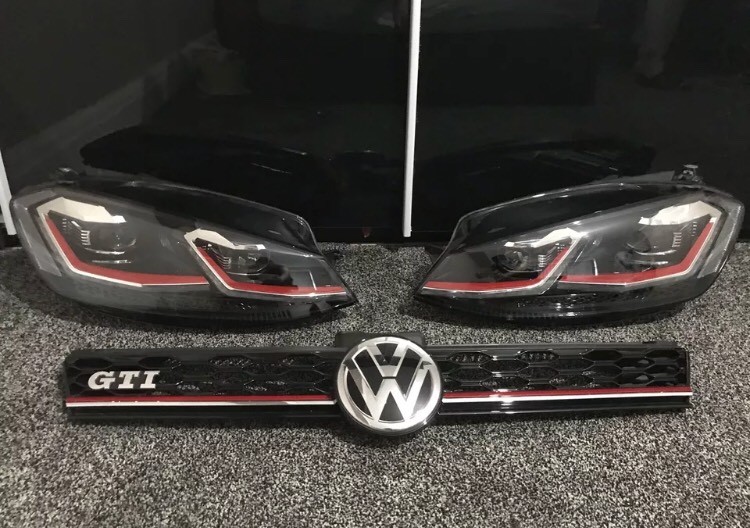 Genuine VW Golf GTI MK7.5 Facelift LED Xenon Complete Headlights & Top