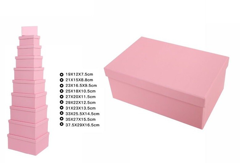 Set 10 Pezzi Scatole Box Per Regali Varie Misure Matrioska Colore Rosa dfh