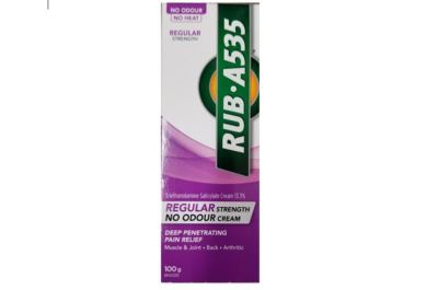 RUB A535 Regular Strength NO ODOUR Cream For Relief of Muscle & Joint Pain 100 g