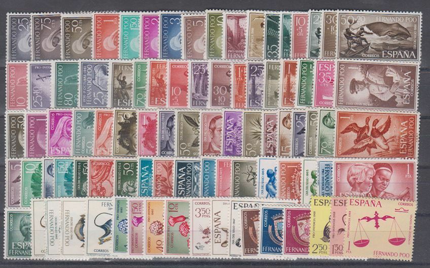 FERNANDO PO - SPAIN - ESPAÑA - COMPLETE COLLECTION 1960 TO 1968 MNH STAMPS