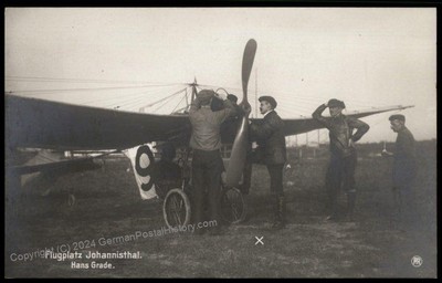 Germany Flugplatz Johannisthal Sanke Hans Grade Airplane  RPPC 64356