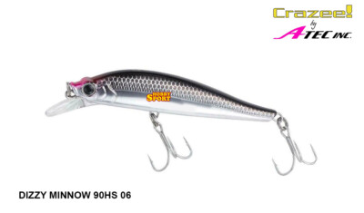 DIZZY MINNOW 90HS COL 06 METALLIC SILVER PESO 28 GR CRAZEE SPINNING MARE