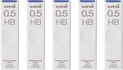 Uni Pencil Lead,The Uni Smudge-Proof Leads, 0.5mm HB, 40 Leads x 5 Pack
