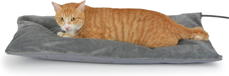 Outdoor Heated Cat Bed, Soft Pet Heating Pad with Steel-Wrapped Cord, outside Pe