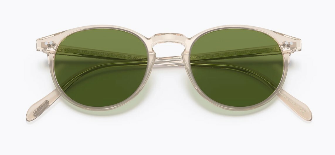 Pre-owned Oliver Peoples 0ov5004su Riley Sun 109452 Buff Polarized Round Unisex Sunglasses In Green