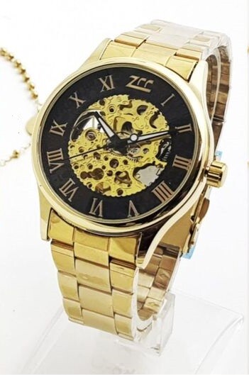 Orologio Polso ZCC 023 Uomo Automatico Acciaio Fashion Dorato Nero lac
