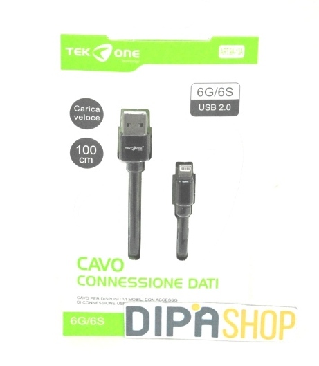 Cavo Usb TeKone 10A Dati Ricarica Per Apple Iphone 6 6s 1m Nero hsb