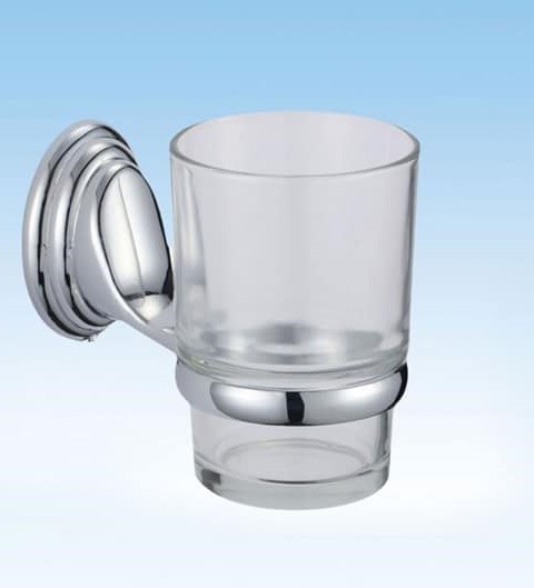 Porta Spazzolini Dentifricio Con Bicchiere Vetro Parete Bagno Circle dfh