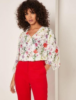 Женская блузка Ted Baker Myyah, разноцветная с цветочным принтом, 0
