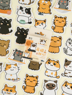 46 Stickers kawaii cute cat sweetheart - Scrapbooking chat