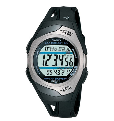 Casio STR300C-1V, память на 60 кругов, часы из черной смолы, 4 будильника, 10-летний аккумулятор