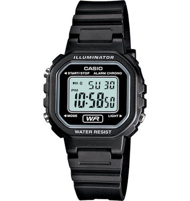 Casio LA20WH-1A, часы с хронографом, черный полимерный ремешок, будильник, подсветка