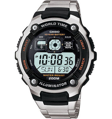 Casio AE2000WD-1AV, часы, 5 будильников, мировое время, дистанция 200 метров, батарея на 10 лет