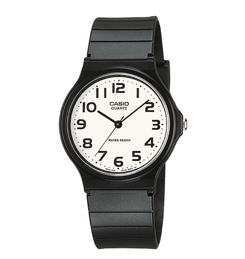 Классические аналоговые часы Casio с черным и белым циферблатом, водонепроницаемость 39 ММ, MQ24-7B3