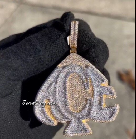 Pre-owned Nsg 100% Genuine Moissanite Customized Rapper Pendant For Men's Free Gift 925 Silver In White