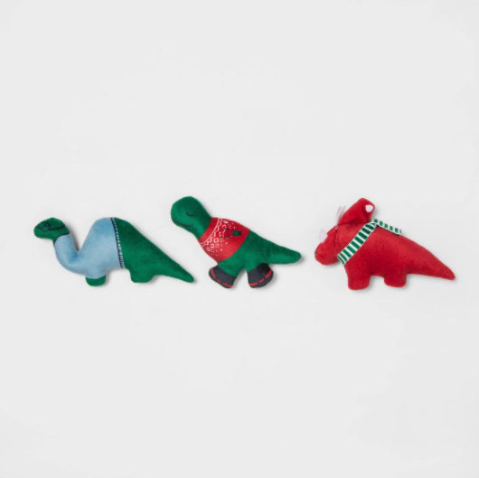 Wondershop Catnip Cat Toy 3 Pack Set Holiday Dinosaurs in Winter Wear Green Red