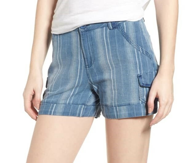 WIT & WISDOM High Rise Striped Women's Shorts Sz. 2 (Blue) 151878