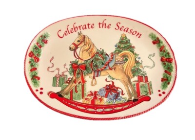 FITZ & FLOYD SENTIMENT TRAY SERVING PLATTER, CHRISTMAS HOLIDAY, SANTAS COOKIES