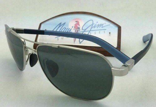 Pre-owned Maui Jim Guardrails Sunglasses Mj 327-17 Silver Frame With Polarized Grey Lenses In Gray