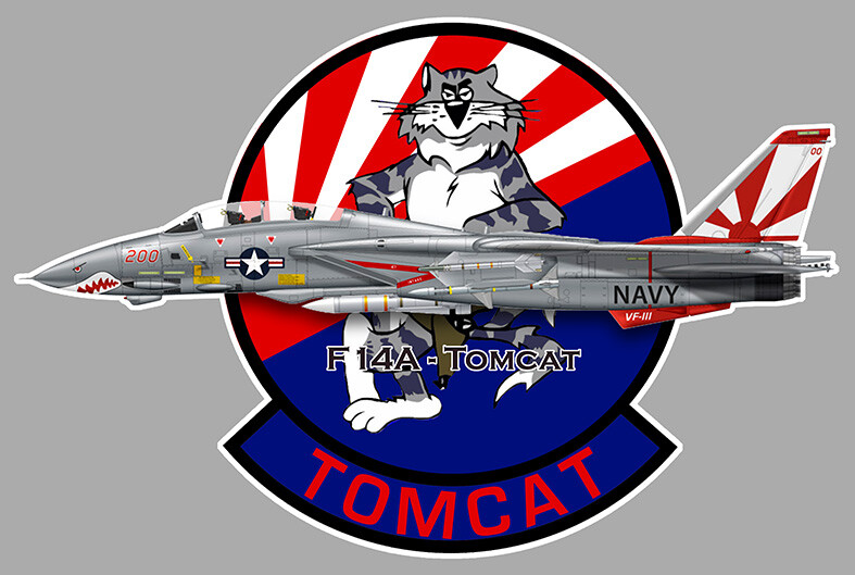 Sticker Grumman Tomcat F14 Sundowners Vf111 Squadron 9cm Navy Avion Av037