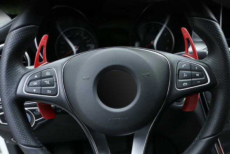 Red Aluminum Steering Wheel Shift Paddles Trim For Benz A