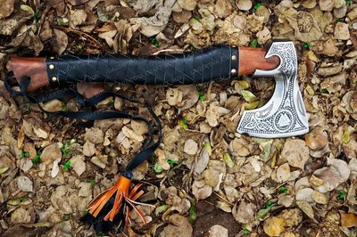 CUSTOM HAND FORGED Carbon Steel Viking Axe VALHALLA Axe Throwing Norse W/Sheath