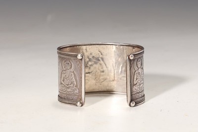 Vintage Five Family Buddha Sterling Silver Cuff Bracelet