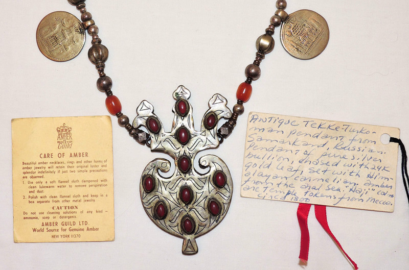 Antique TEKKE TURKOMEN Silver NECKLACE w/ Udhiya Tokens WRITTEN PROVENANCE