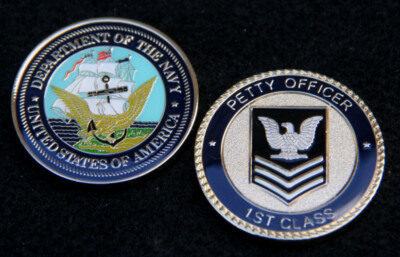 1ST CLASS PETTY OFFICER E-6 GOOD CONDUCT GOLD CHALLENGE COIN US NAVY PIN UP PO-1