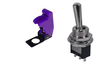 1PC SPDT(ON-ON)3P MINI TOGGLE SWITCH 6AMP@125V PURPLE FLIP COVER 66-1231/66-5009