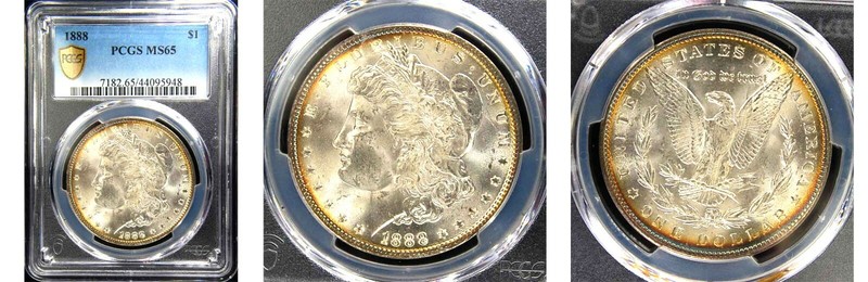 1888 $1 MS65 PCGS NICE TONING-MORGAN DOLLAR