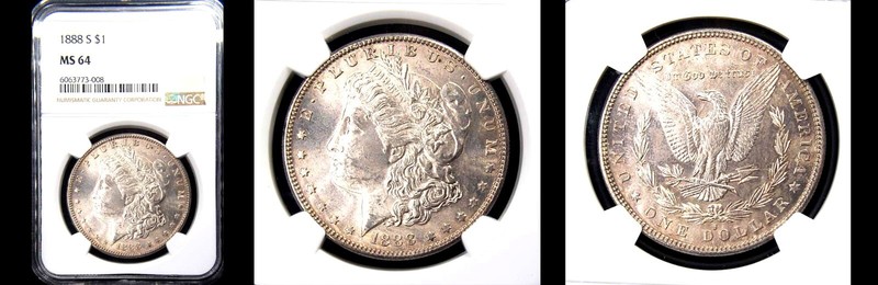 1888-S $1 NGC MS64-MORGAN DOLLAR---