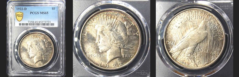 1922-D $1 PCGS MS65-ONLY 401 FINER-NICE TONED PQ PEACE DOLLAR