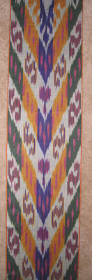 11 Yard HAND MADE UZBEK Natural 100% COTTON IKAT FABRIC #8945