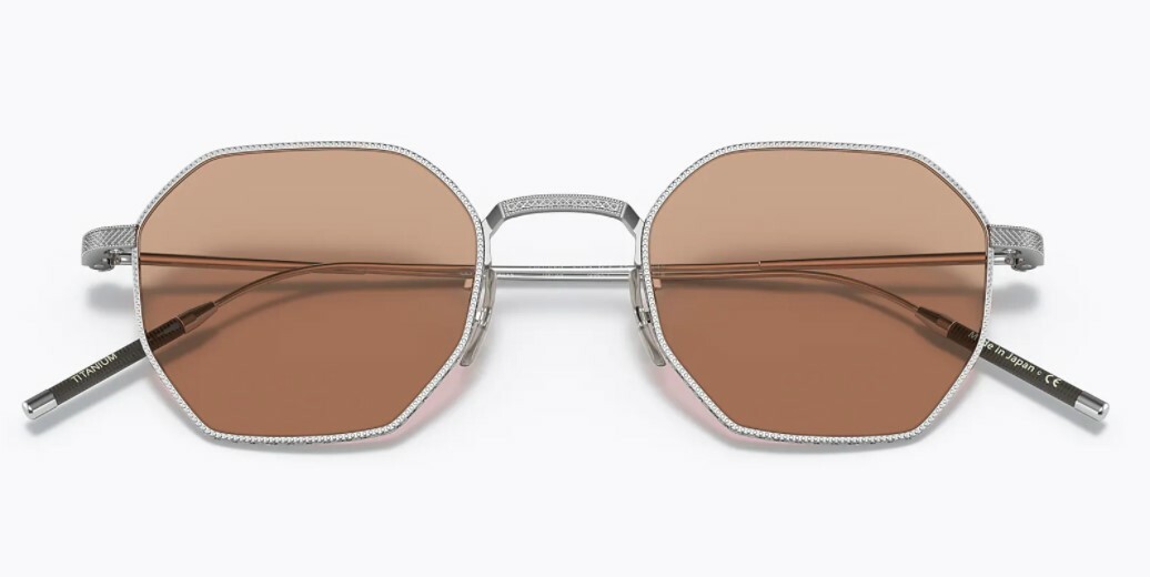 Pre-owned Oliver Peoples 0ov 1299t Tk-5 5254 Brushed Silver Titanium Unisex Eyeglasses In Dusk Beach