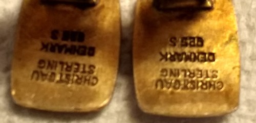 Rare Sterling Christgau Denmark Sterling  Enamel Heart Clip on Earrings