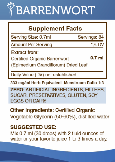 Secrets Of The Tribe Barrenwort Tincture Alcohol-FREE