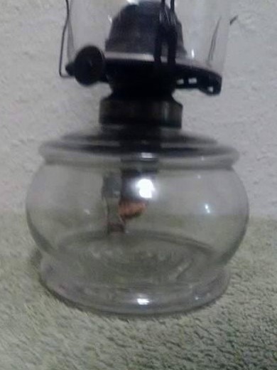 Antique Kerosene Finger Lamp with No. 1 Collar, Burner & Chimney