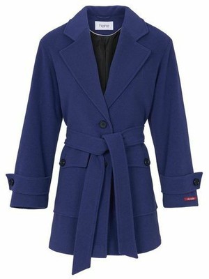 F4°2021 SCHICKER WOLLMANTEL VON HEINE IN BLAU GR. 38 NEU