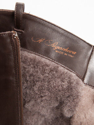 Pre-owned A.pugachova Brown Leather Made In Italy Boots With Fur Size 39 Us 9
